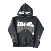 GORGLITTER Men's Full Zip Y2K Hoodie Graphic Lettter Print Long Sleeve Fashion Jacket Hooded Sweatshirt - Image 2