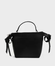 Classic Black Structured Top-Handle Crossbody Bag - Image 4