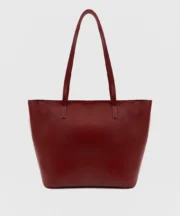 Burgundy Leather Tote Bag with Zip Pouch and Heart Charm - Image 4