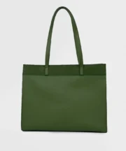Elegant Olive Green Tote Bag with Matching Zip Pouch - Image 3