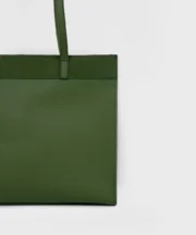 Elegant Olive Green Tote Bag with Matching Zip Pouch - Image 2