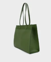 Elegant Olive Green Tote Bag with Matching Zip Pouch - Image 4