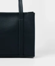 Minimalist Black Leather Mini Tote with Detachable Shoulder Strap - Image 2