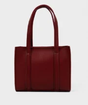 Burgundy Leather Mini Tote with Detachable Shoulder Strap - Image 4