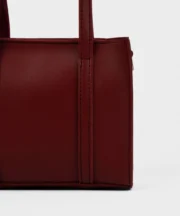 Burgundy Leather Mini Tote with Detachable Shoulder Strap - Image 2