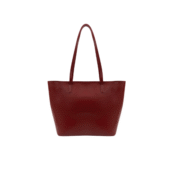 Burgundy Leather Tote Bag with Zip Pouch and Heart Charm