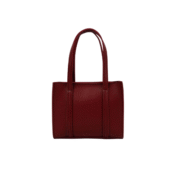 Burgundy Leather Mini Tote with Detachable Shoulder Strap