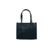 Minimalist Black Leather Mini Tote with Detachable Shoulder Strap
