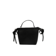 Classic Black Structured Top-Handle Crossbody Bag