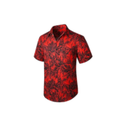 Red Tropical Palm Print Men's Shirt